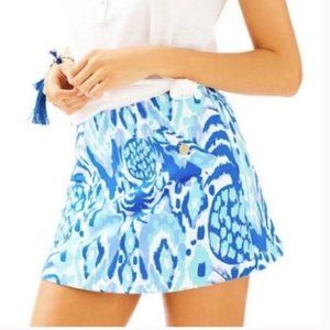 Lilly Pulitzer Madison Skort in Serene Blue Tropi Call Me Pineapple Print Large